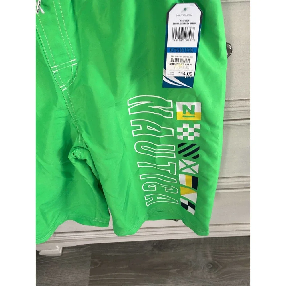 Nautica boys, neon green swim trunks new with tags size XL, 18/20